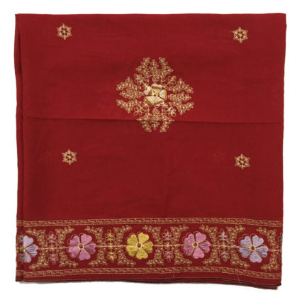 red embroidered shawl