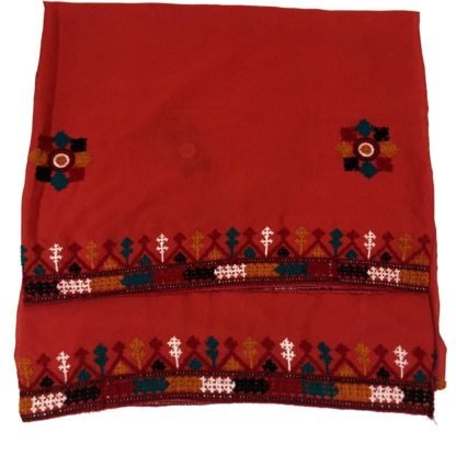 red sindhi embroidery shawl