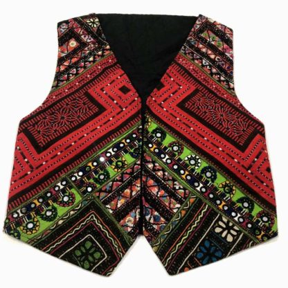 red green embroidered koti